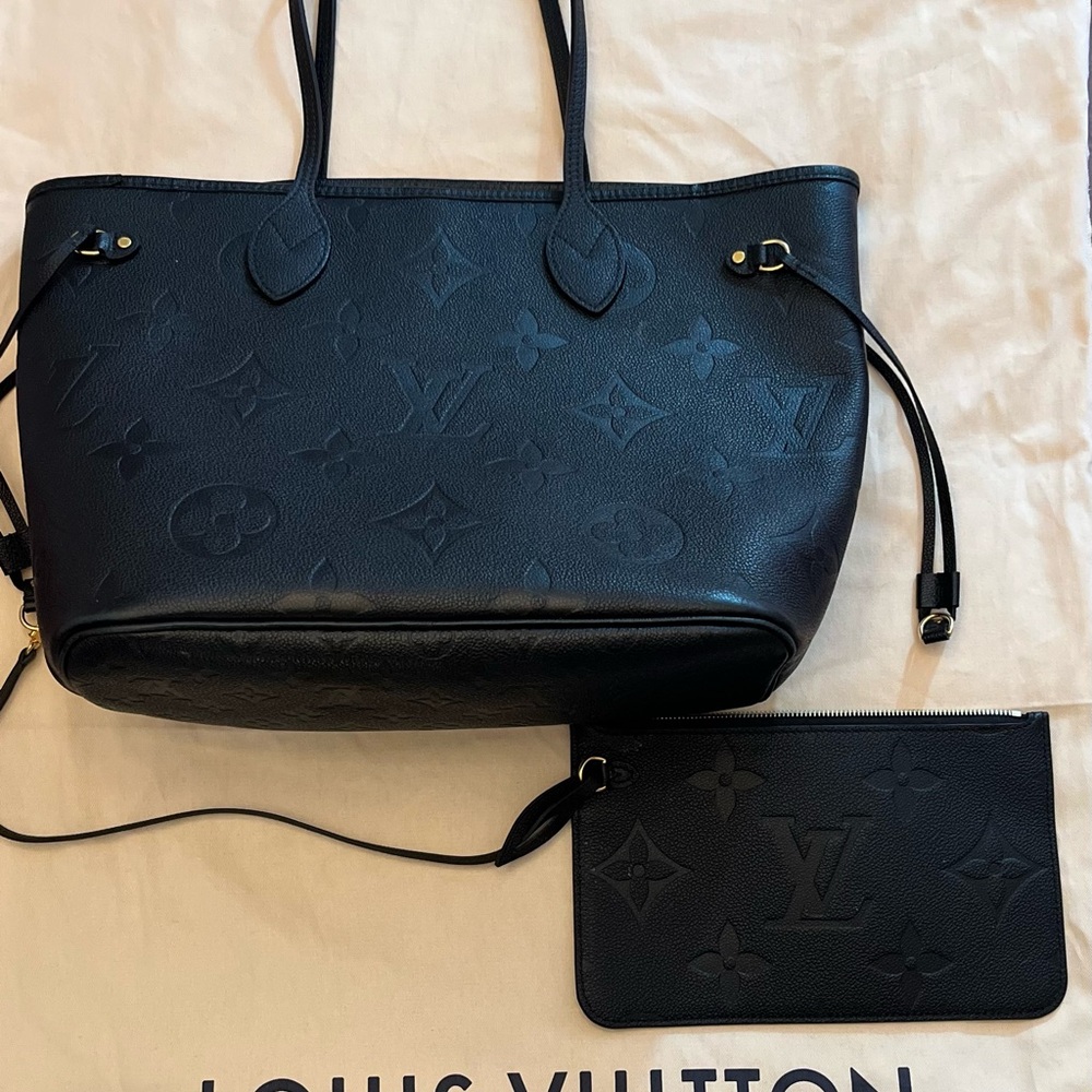 Louis Vuitton Black Tote with Monogram and Leather Trim
